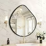 HLFMVWE Unregelmäßiger Wandspiegel, Wandspiegel, dekorativ, 48 x 50 cm, schwarz, asymmetrischer Spiegel, Luftfahrt-Aluminiumlegierung, Rahmen für Badezimmer, Wohnzimmer, Schlafzimmer, Eingangsbereich