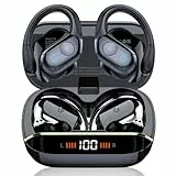 Bluetooth Kopfhörer Sport, 75H, In Ear Kopfhörer Kabellos Bluetooth 5.4, HiFi Stereo, Ohrhörer mit 4 HD ENC Mic, LED Anzeige, IP7 Wasserdicht Wireless Headset Ohrhaken, für Joggen/Arbeiten, Schwarz
