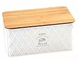 Kesper 1804563 Brotbox aus Weißblech und Bambus im Landhaus-Stil/Brotaufbewahrung/Country Collection, 32 x 15 x 21 cm
