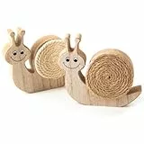 Logbuch-Verlag 2 Deko Schnecken Figuren Ostern aus Holz Natur braun Frühling Sommer Dekoration kurioses Geschenk 12 x 13 cm