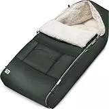 MONZANA® Fußsack Kinderwagen & Buggy – Kuscheliger Winterfußsack für Baby, mit Reflektoren, Reißverschluss & 3-/5-Punkt-Gurtsystem – Waschbar, Wasserabweisend, Dunkelgrün