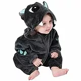 corimori (Baby Onesie Spark der Drache Süßes Tier Plüsch-Kostüm Strampler Schwarz Hell-blau (60-70 cm)