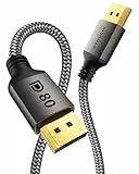 Stouchi 80Gbps DisplayPort Kabel 2.1 3M [16K@60Hz | 8K@240Hz | 4K@540Hz] HDR, HDCP, DSC 1.2a, FreeSync, G-Sync | DP 2.1 Kabel für Gaming-Monitore, RTX 5090, RX 9070
