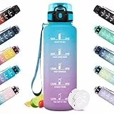 HoneyHolly Trinkflasche, Motivierend und Auslaufsicher, 1,5L, Wasserflasche, Zeitmarkierung, Trinkflasche Sport, Wiederverwendbar, Water Bottle für Fitnessstudio, Arbeit, Camping, Wandern