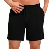 Uniexcosm Schlafanzughose Herren Kurz Sommer Pyjamahose Baumwolle Bermuda Schlafshorts Shorty Schlafhose mit Taschen Schwarz XL
