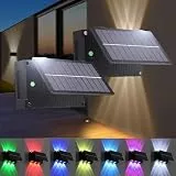 JZCDR 2 Stück Solar Wandleuchte Aussen Up and Down LED Wand Solarlampen für Außen RGB Wandlampe Außen Farbwechsel Außenwandleuchten Wasserdicht mit Dämmerungssensor für Gebäude Garten