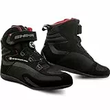 SHIMA EXO Motorrad Schuhe Herren Leder ATOP Verschluss Motorradstiefel Protektoren Sneaker Rutschfeste Sohle Knöchelstütze Seitlicher Bikerboots (Schwarz, 46)