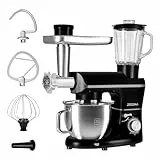 ZEEGMA PLANEET MULTI 1900 W 3-in-1-Planeten-Küchenmaschine, multifunktionale Küchenmaschine mit 6,2-l-Schüssel mit Griff und Deckel, Standmixer, Fleischwolf, 6 Geschwindigkeiten