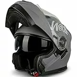 Westt Motorrad Klapphelm mit Sonnenblende & Doppelvisier – ECE 22.06 Zertifiziert – Integralhelm leicht aus ABS/EPS – Bluetooth vorbereitet – herausnehmbares Waschfutter – Motorradhelm Damen & Herren