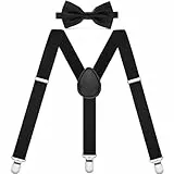 Gekamoyue Hosenträger für Herren, Herren Hosenträger Y-Form, 2,5 cm Hosenträger Verstellbares Hosenträger mit Fliege, mit 3 starken Metall-Clips, Einheitsgröße für Männer und Frauen