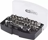 KS Tools 911.2060 1/4 CLASSIC Bit-Satz, 32-tlg., mit Außensechskantantrieb, für Handbetätigung und Elektroschrauber, Magnethalter, Vierkant-Adapter, Bit PH, Bit PZ, Bit Schlitz, Bit Innensechskant, Bit TX Bohrung in Kunststoffbox Schwarz Grau Klar One Size