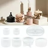 TZEKING 7 Stück Silikonform Kerzenhalter,Silikonformen Gießformen Kerzenhalter,Kerzenform Giessform Mit Deckel,DIY Gießformen Silikon,Kerzen Formen für Bastelarbeiten