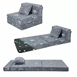 MeMoreCool Spielsofa Kindersofa, Glow-Kinder Sofa, Kinder-Klappsofa, Flip-Sofa Kindercouch, Z-Bett, kindersofa ausklappbar, Bodenbett, Klappcouch für Spielzimmer, Sterne