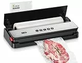 Bonsenkitchen Vakuumiergerät, für Trockene und Feuchte Lebensmittel Vakuumierer mit Eingebauter Cutter, Enthält 1 Rolle Folienbeutel, 5 vorgeschnittene Vakuumbeutel