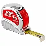 SOLA TRI-MATIC - Bandmaß 3m / 13mm - Profi-Taschenbandmaß mit Gürtelclip - Stahlband, gelb lackiert mit mm Skala - Genauigkeitsklasse I - Rollmeter mit beweglichem Endhaken - Länge 3m/13mm