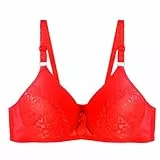 Damen-BH ohne Bügel, super BH, Geburtstagsgeschenke, hohe Unterstützung, BHs für Frauen, verstellbarer Träger, volle Abdeckung, bequem, ohne Bügel, kabellose BHs, rot, 64
