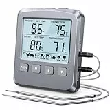 CIRYCASE Doppelsonden Fleischthermometer Digital, Grillthermometer Thermometer Kochen mit 8 Voreingestellte Temperaturen, LCD Bildschirm & Alarm, Bratenthermometer für Wohnmobil Küche, BBQ, Smoker