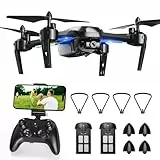 Wipkviey Drohne mit Kamera 1080P HD, T6 FPV RC Quadcopter mit 2.4G WiFi Transport Live Video, Flughöhe halten, Headless-Modus, 2 Batterien, 28-32 Min. Flugzeit, für Erwachsene Anfänger