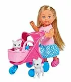 Simba 105733348 - Evi Love Cat Buggy, mit Zwei Katzen im Katzenbuggy, herausnehmbare Tasche, Zubehör, Ankleidepuppe, 12cm, für Kinder ab 3 Jahren