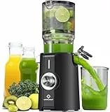 LINKChef Entsafter Slow Juicer, Entsafter Gemüse und Obst Testsieger mit 115 mm großem, Entsafter Kaltentsafter für ganze Früchte/Gemüse, Blitzreiniger, Einfacher Installation, BPA Frei, 200w Schwarz