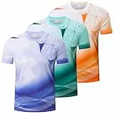 Cimic 3er Pack Sport Tshirts Herren Sportshirt Herren Kurzarm T Shirt Funktionsshirt Atmungsaktive Trainingsshirt Männer Fitness Gym Laufshirt Wandershirt Men Set (T5070-Green-Orange-Purple-L)