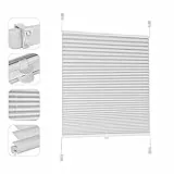 Sekey Plissee ohne Bohren Verdunkelung, Fenster Plissee Klemmfix Jalousie 130 cm breit, Verspannt Blickdicht Sonnenschutz Fensterollo, 130x150cm, Weiß