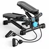 MERACH 2-in-1 Stepper für Zuhause, leiser Mini-Stepper Swing, 150 kg mit LCD-Display, Fitness-Stepper mit Power-Seilen, für Beine, Arme, Po Training