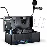 Hollyland Lark 150 Wireless Lavalier Mikrofon mit Aufladebox für Smartphone Kamera Camcorder 2.4GHz 100m Reichweite Ansteckmikrofon für Interviews/Live Stream/Podcast/Vlog (Solo-Schwarz)