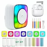 PRINHSJI Mini Drucker Aufkleber Drucker Fotodrucker mit 10 Rollen Bluetooth Thermodrucker für Lernen, Studiennotizen, Anatomische Diagramme, Fotos
