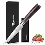 PAUDIN Küchenmesser Allzweckmesser 13 CM, Professionelles Kochmesser für Obst und Gemüse, Multifunktionales Steakmesser mit Scharfes Klinge und Ergonomischer Holzgriff