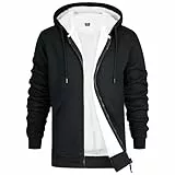 CityComfort Hoodie Herren mit Fleece-Futter und Reißverschluss, Fleecejacke Herren Zipper Hoodie für Männer und Teenager M - 3XL - Geschenke für Männer (Schwarz, 2XL)
