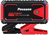 Povasee Starthilfe Powerbank, 5000A Auto Starthilfe für 12V Fahrzeuge (Bis zu 10L Benzin/8L Diesel), Starter Powerbank mit LED, 2 Schnelllade USB Ausgänge, Batterie Jump Starter mit Starthilfekabel