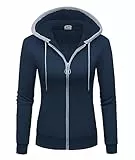 igeekwell Damen Fleecejacke mit Kapuze Sweatjacke Outdoor Winterjacke Hoodie Damen mit Fleecepullover Herbst Kapuzenpullover für Damen(Marine-XL)
