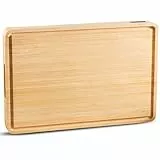 Namture Hackblock Classic – Extra Dick 4 cm – Bambusholz Stirnholz Schneidebrett 45 x 30 cm – Premium Ölbehandlung – Saftrille, Griffmulden, Antirutsch-Füße – in edler Geschenkbox