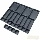 Schubladen Einlagen 24 Stk Trennsystem Gewürz Organizer Schublade Schwarz Trenner Bad Organizer Boxen Set mit 40 Silikon-Anti-Rutsch-Kugel Hemnes Kommode Küche Schreibtisch Utensilien
