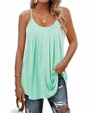 Aokosor Tank Top Shirts Damen Sommer Blusen Tuniken Tops für Damen Elegant Tunika Oberteile ärmellos Outfits 2026 See Grün M