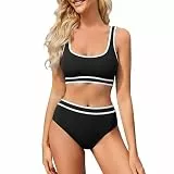 TcIFE Bikini Damen Set Badeanzug Bauchweg Sport Bikini-Sets High Waist U-Ausschnitt Bademode Push Up