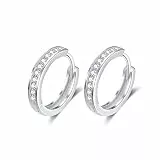 Creolen Silber Damen Ohrringe 925 Sterling Silber Creolen mit Zirkonia Klein Schlafen Kreolen 13mm