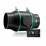 Mars Hydro 150 mm Rohrventilator mit Temperatur- feuchtigkeitsregler, 402 CFM Leiser EC Motor, 27W Abluftventilator für Growzelt, Growbox, Gewächshaus Hydrokultur