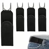Foonary 4 Stück Gürtel ohne Schnalle Schwarz 4×22,5cm, Elastischer Gürtel Stoff aus Polyester, Verstellbar mit Klett & Haken, Generic Mode Accessoires –Flexibler Sportgürtel für den täglichen Gebrauch