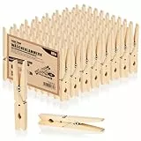 com-four® 80x Wäscheklammern XL aus Holz - Holzklammern aus Birkenholz - unbehandelte Holzwäscheklammern zum Wäscheaufhängen, ca. 9 cm - robuste Holzklemmen zum Basteln (080 Stück - Birke - XL)