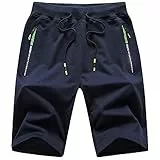 Tansozer Kurze Hosen Herren Shorts Sport Sommer Jogginghose Herren Kurz Shorts Baumwolle Gym Sweat Shorts Jogging Fitness Hose Blau L