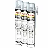 Pattex White Line Montageschaum, reinweißer PU-Schaum zum Füllen, Dämmen, Ausschäumen und Isolieren, Bauschaum mit hoher Wärme- und Schalldämmung, 3x750ml Dose
