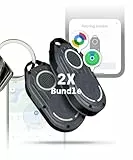 Rolling Square AirNotch Pro Dual - Schlüsselfinder Kompatibel mit Apple Find My und Google Android Find Hub, Air Tracker Android und Apple mit 360° Sound, Austauschbaren Batterien, Leuchtend, Grau 2X