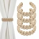 TIESOME 4 Stück Geflochtener Vorhang Raffhalter, Boho Vorhang Raffhalter, Eflochtene Gardinenhalter Handgefertigte Vorhangbinder Für Office Wohnzimmer Schlafzimmer Dekorative Vorhänge