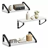 VASAGLE Wandregal, Schweberegal, 3er Set, Regalbrett, 2 Montagemöglichkeiten, 30/35/40 cm, für Wohnzimmer, Küche, Arbeitszimmer, Badezimmer, weiß-mattschwarz LWS033B14