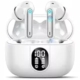 Csasan Bluetooth Kopfhörer, Kopfhörer Kabellos Bluetooth 5.3, In Ear Kopfhörer mit 4 Mic, 2024 Neue ENC Noise Cancelling Earbuds, 40 Std Immersiver Deep Bass Earbuds, Weiß