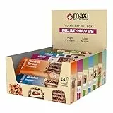 MaxiNutrition Proteinriegel Mix Box (Must Haves), 14 High Protein Riegel, 29% Eiweißgehalt im Durchschnitt, ohne Zuckerszusatz, ohne künstliche Aromen