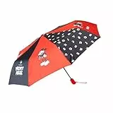 Grupo Erik Taschen Regenschirm Automatik Disney Mickey Mouse Regenschirm Klein - Regenschirm Kinder und Erwachsene - Taschenschirm Automatik Offizieller Disney Merch Rot
