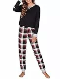 UNibelle Schlafanzug Damen Herbst Winter Lang Zweiteiliger Pyjama Damen Weihnachts Couple Pyjama Baumwolle